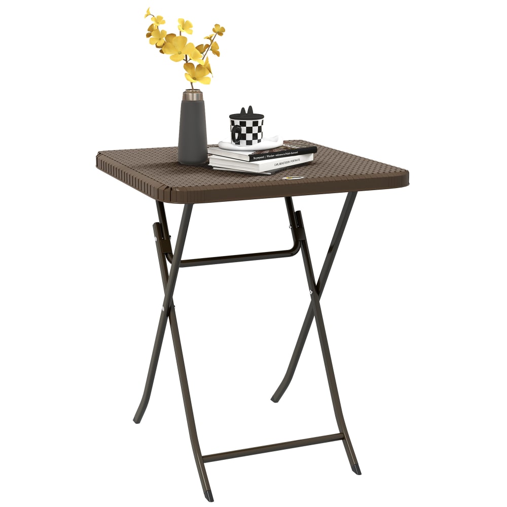 Table de jardin extérieur pliable style cosy chic métal hdpe marron