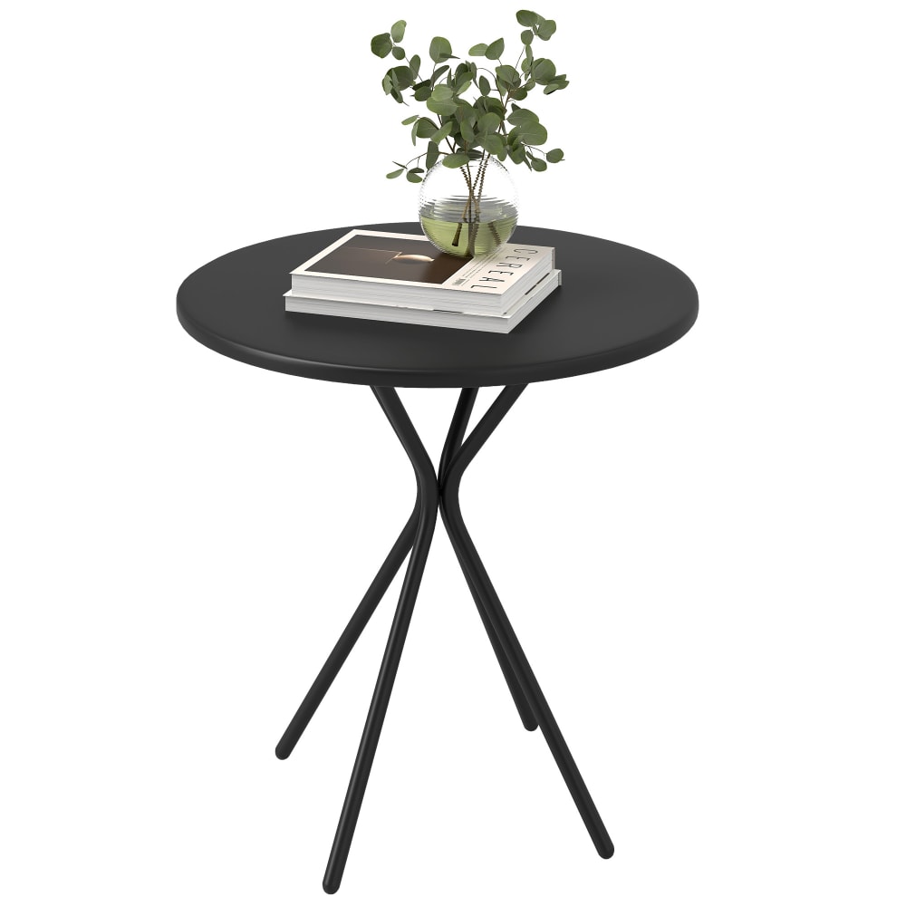 Table de jardin ronde dia. 60 cm piètement design acier noir