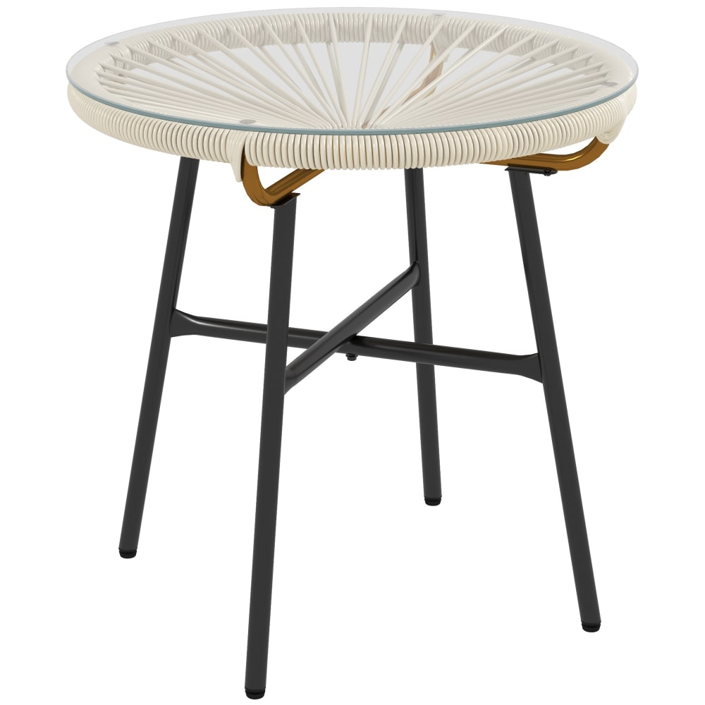Table basse ronde jardin ø50x50cm résine crème