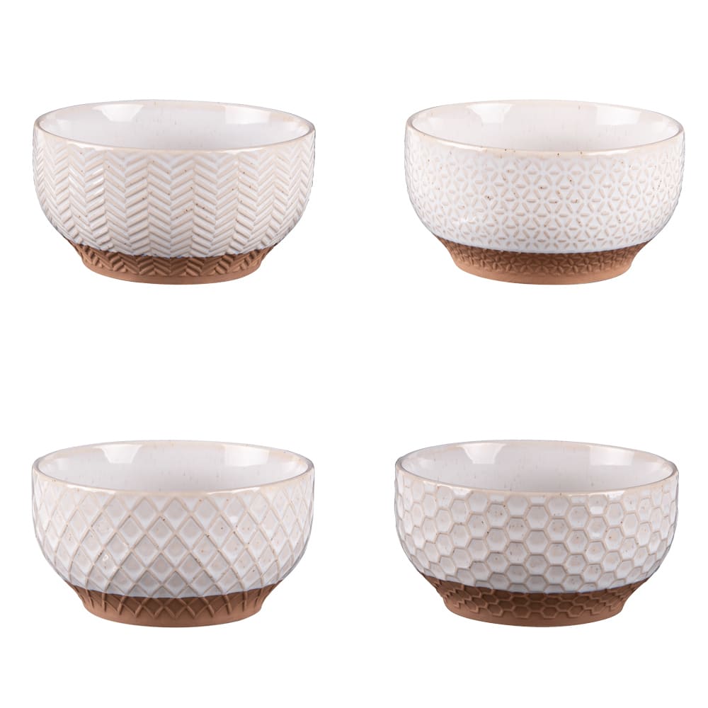 Coffret de 4 coupelles jaspe beige 12 cm beige en grès