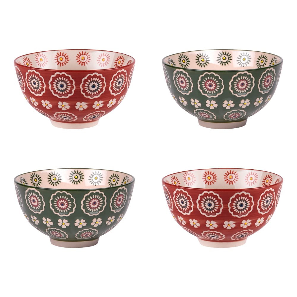 Coffret de 4 coupelles   11 cm multicolore en grès
