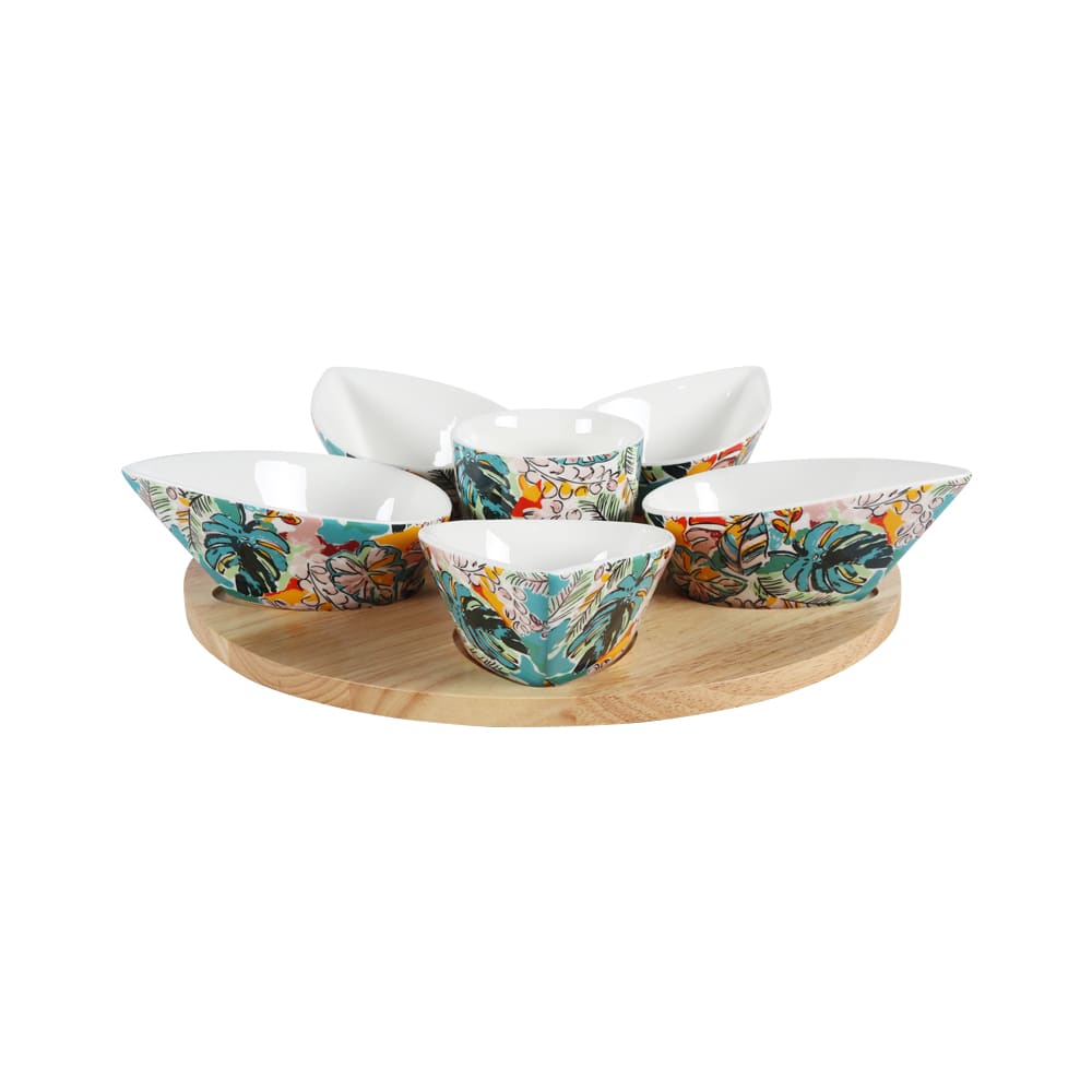 Service apéritif 6 pièces florida multicolore en porcelaine