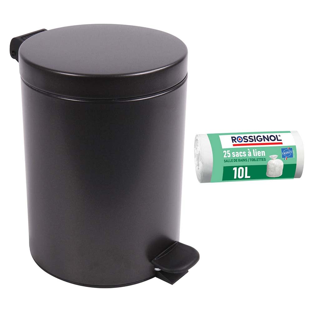 Poubelle salle de bain 5l et 25 sacs poubelle 10l- fabriqué en france