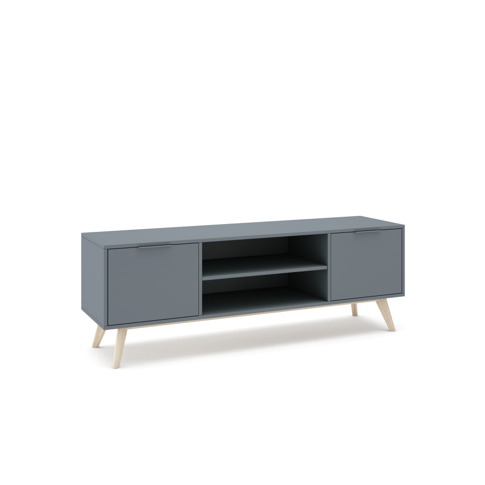 Meuble TV 2 portes avec étagères ouvertes 140x53 cm