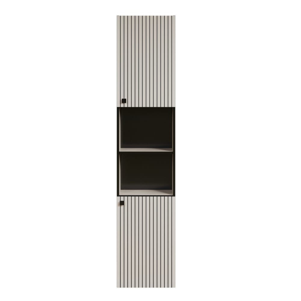 Calicosy Badezimmersäule mit 2 Türen H186cm - Grau und Schwarz style modern Grau Spanplatte