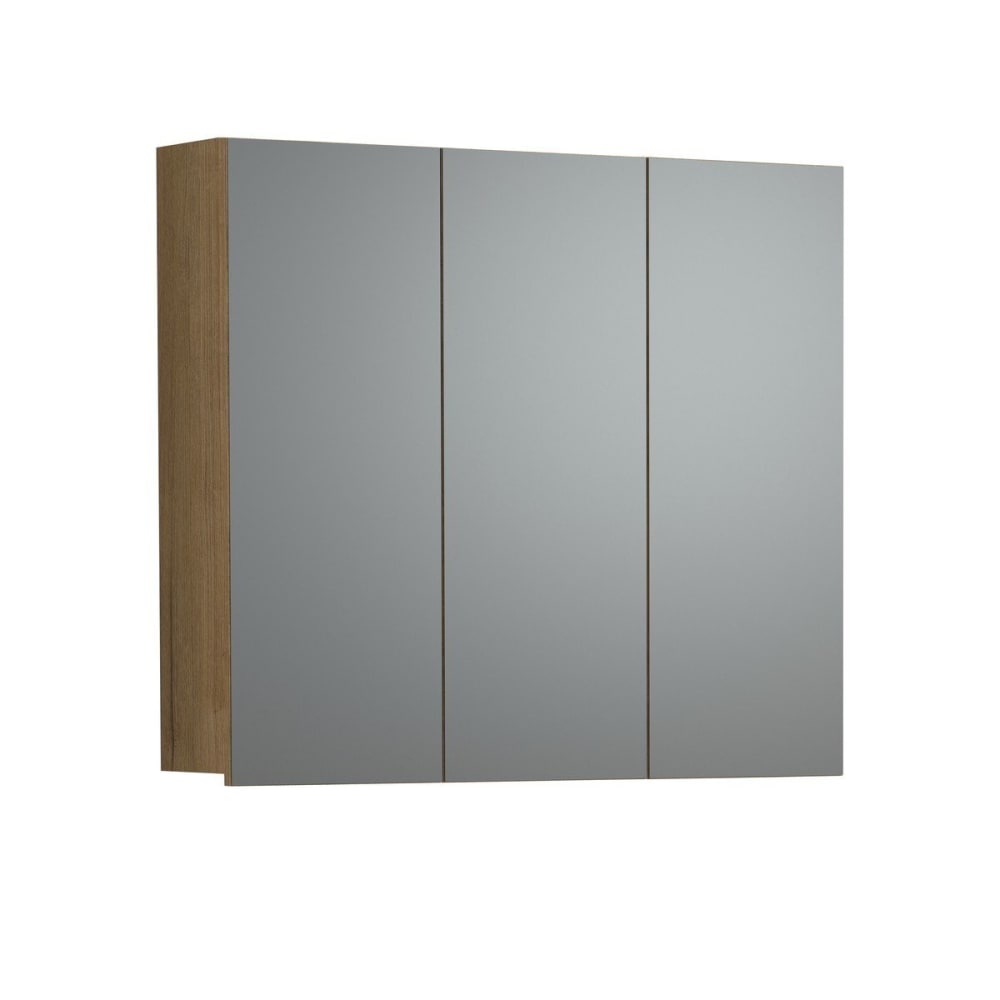 Armoire de toilette 3 portes miroir L90 cm - Effet Chêne
