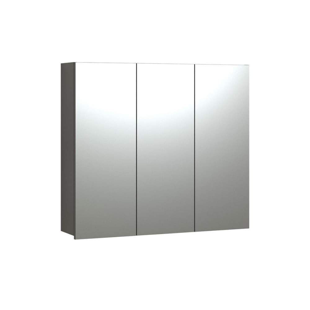 Armoire de toilette 3 portes miroir L90 cm - Gris Anthracite