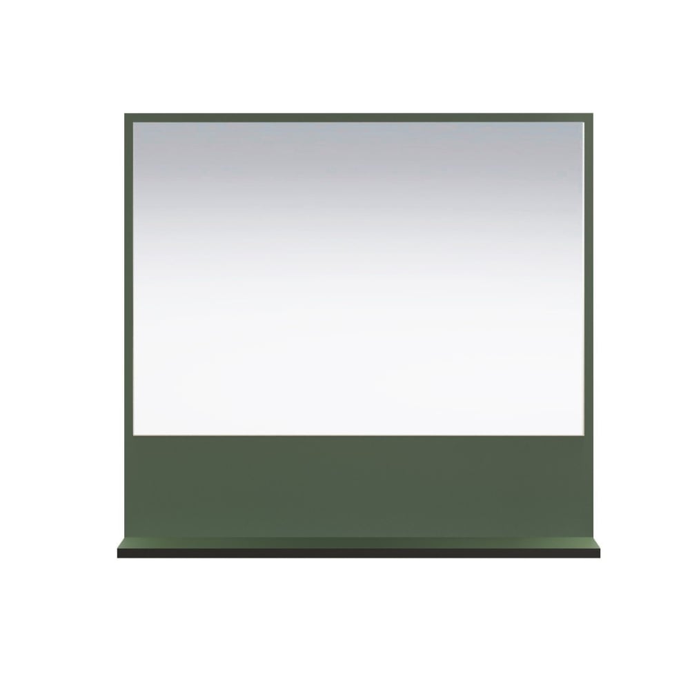 Miroir mural avec 1 tablette L80 cm - Vert et Noir