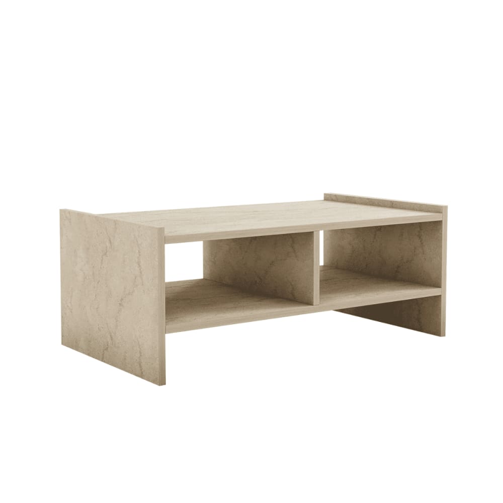 Table basse 2 niches ouvertes décor travertin L90 cm
