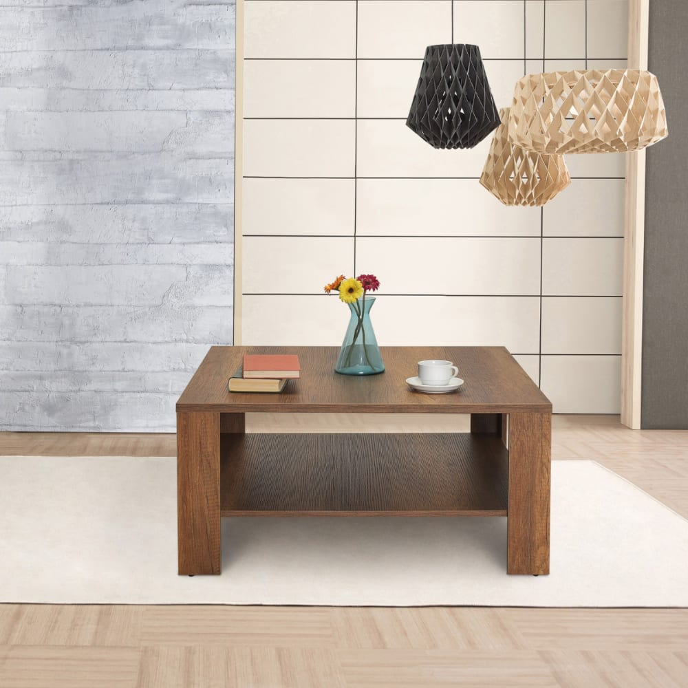 Table basse 1 étagère l90 cm - noyer