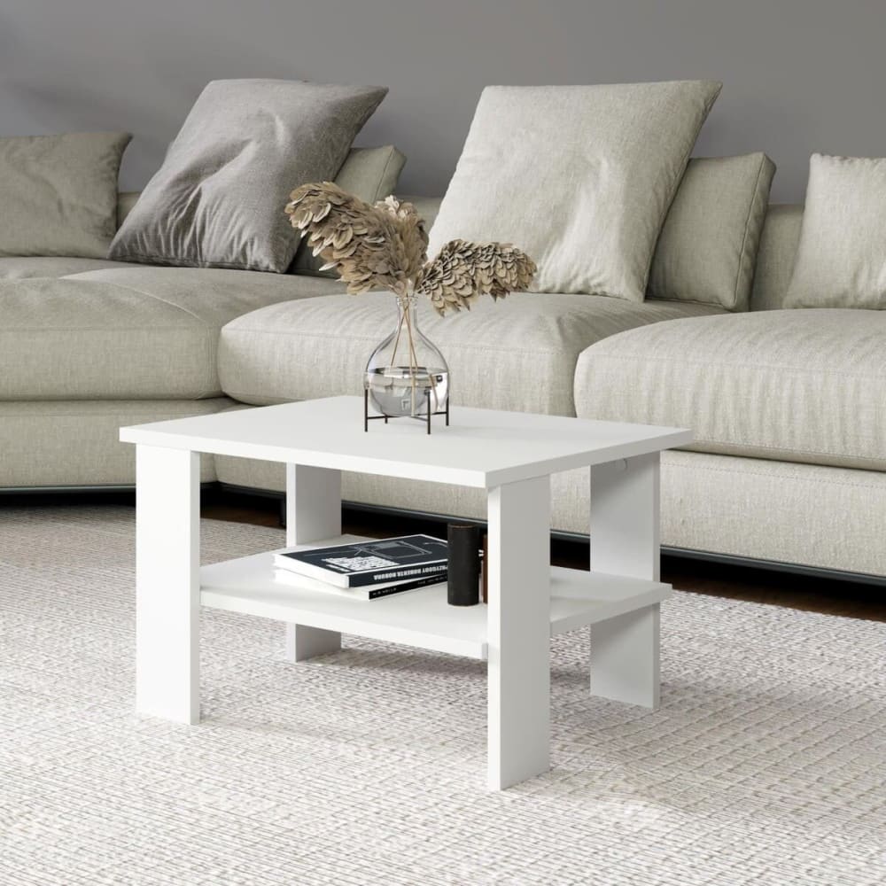Couchtisch mit 1 Regalboden L60 cm - DUAMA - Weiß - Maisons Du