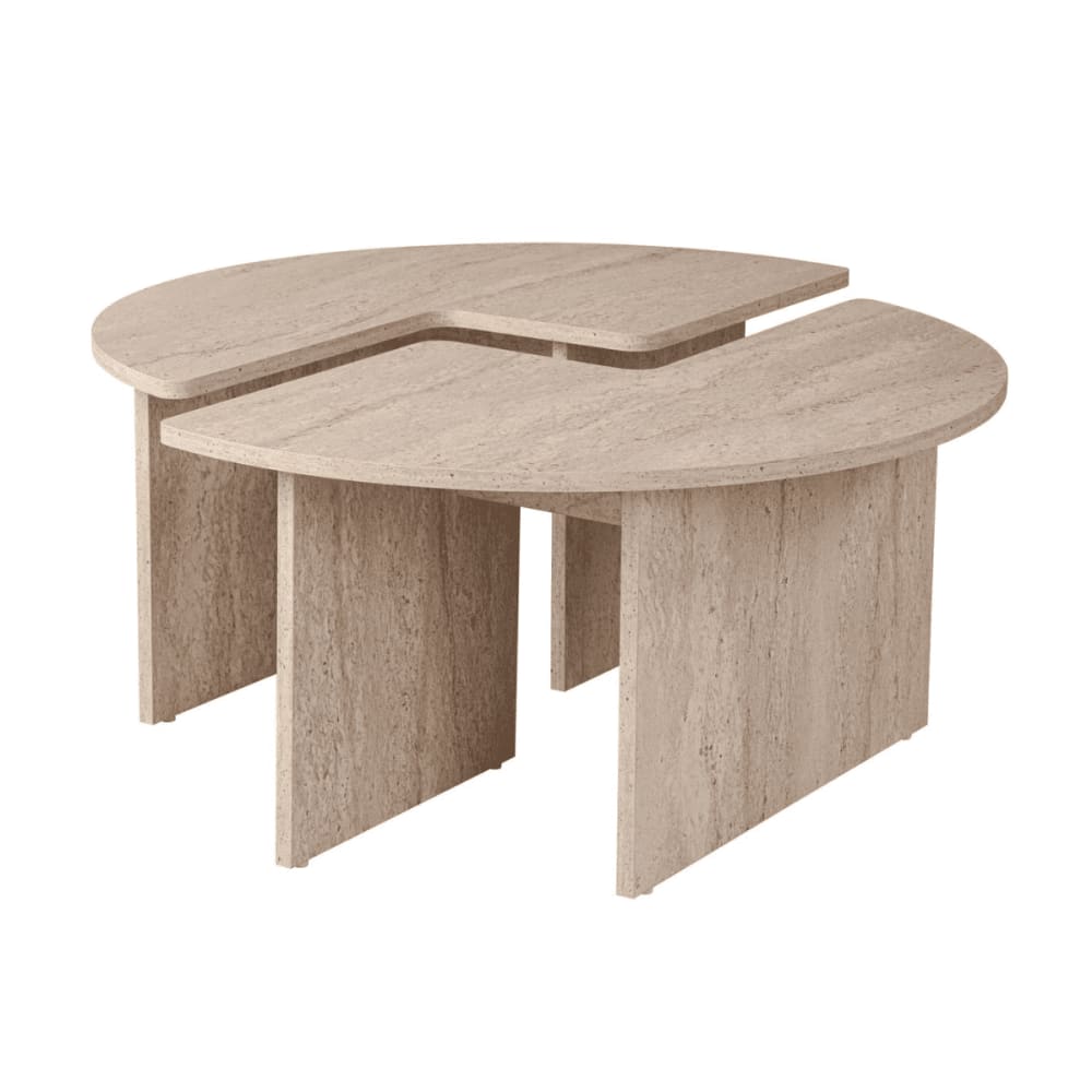 Lot de 2 tables basses l90 cm - travertin Lot de 2 tables basses l90 cm - travertin