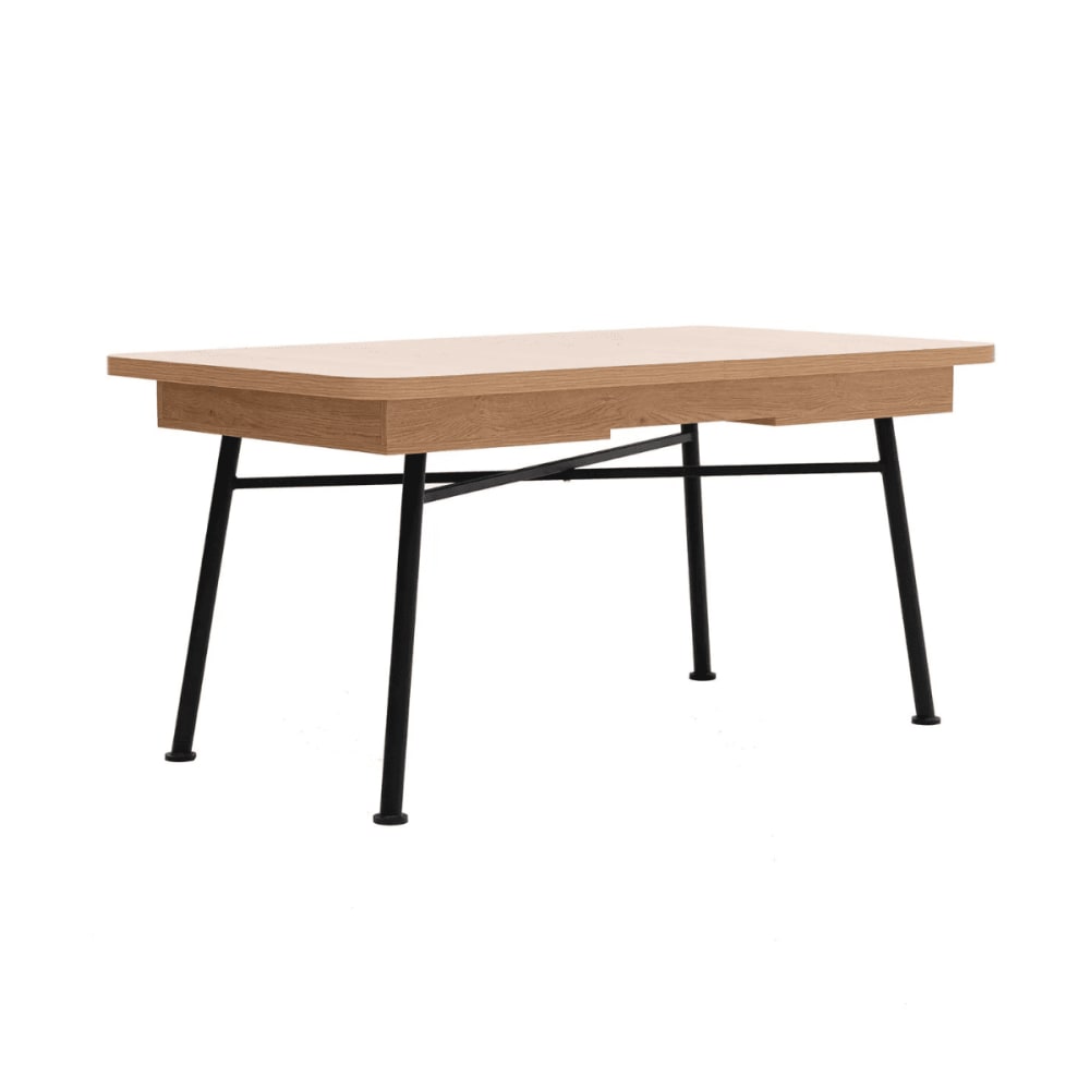 Table extensible de 160 à 198 cm décor chêne et noir
