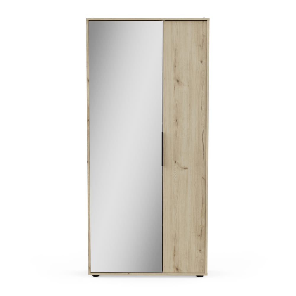 Armoire à chaussures 2 portes L82,8 cm - Effet Chêne foncé