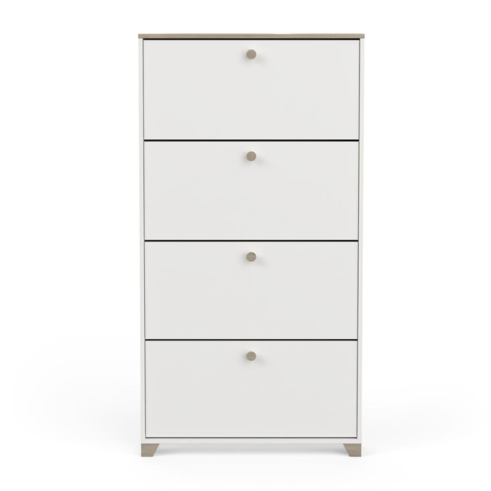 Meuble à chaussures 4 abattants décor chêne kronberg et blanc