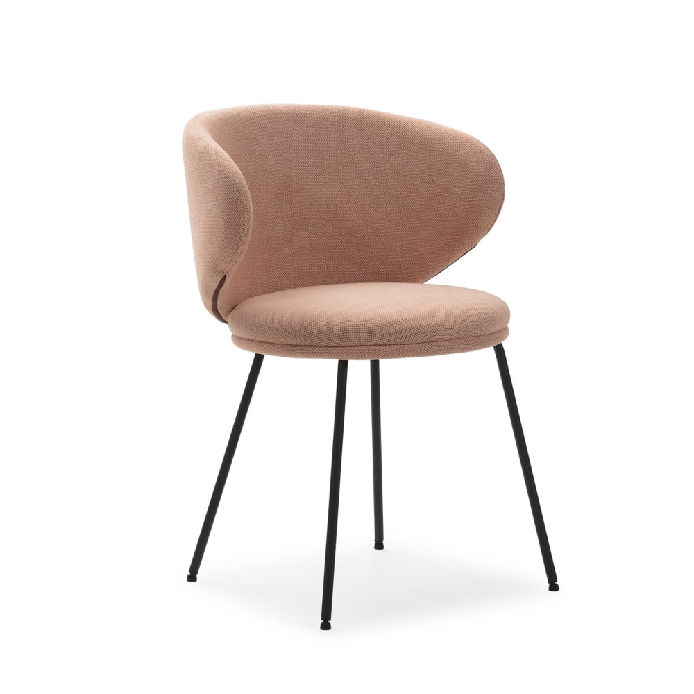 That's Casa 2er-Set Stoffstühle mit schwarzen Metallbeinen 59x56 h77 cm style modern Rosa Stoff