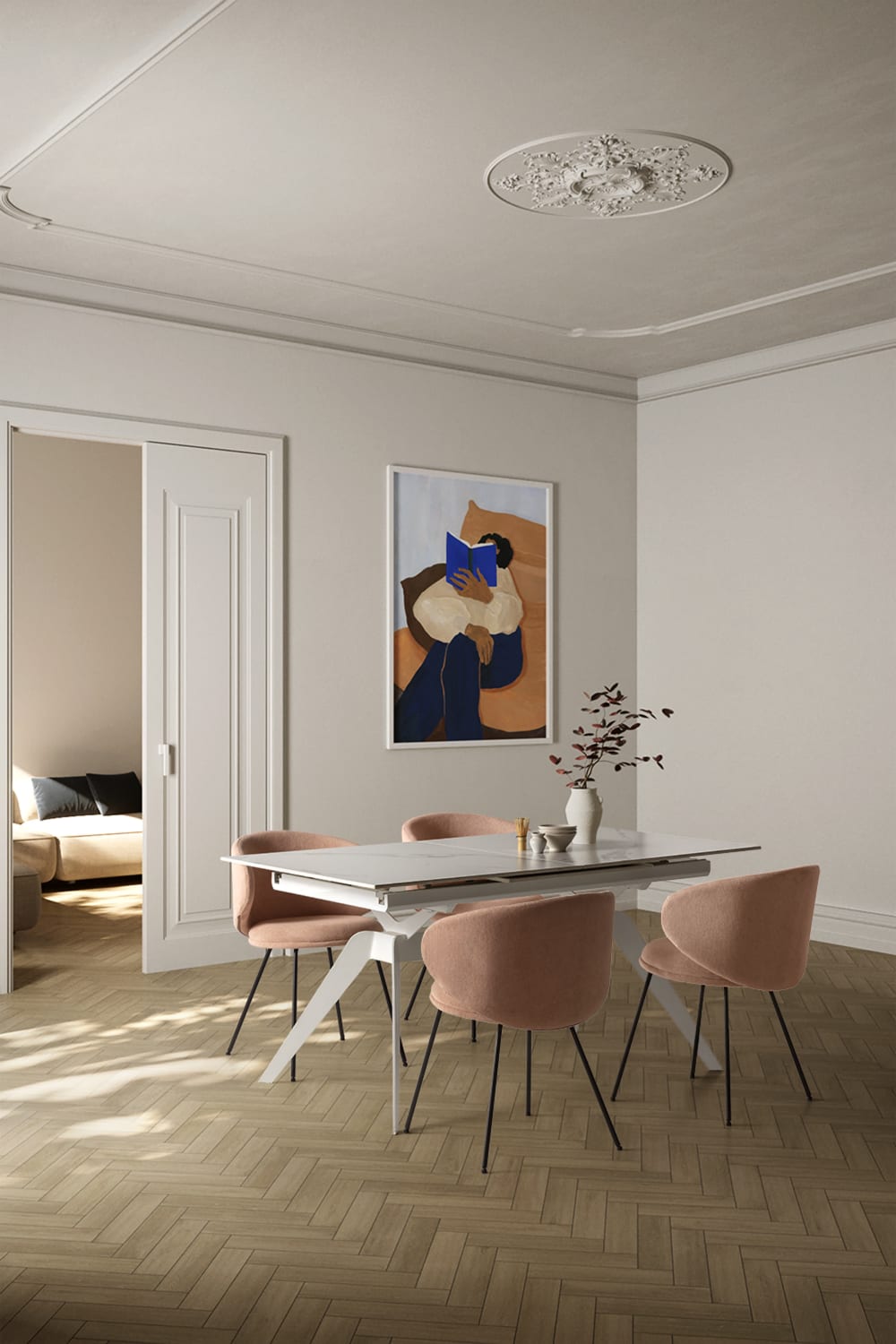 2er-Set Stoffstühle mit schwarzen Metallbeinen 59x56 h77 cm -