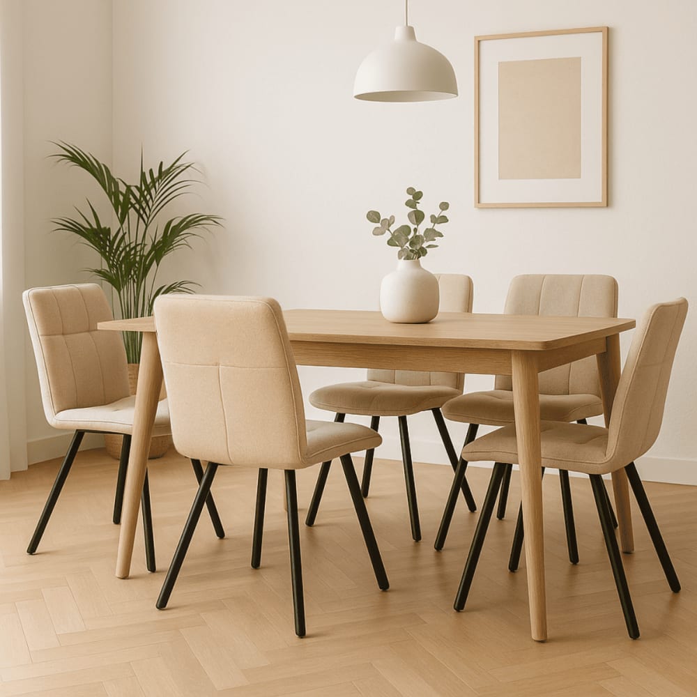 4er-Set Stühle aus Stoff mit Metallbeinen, L47 cm - Beige -