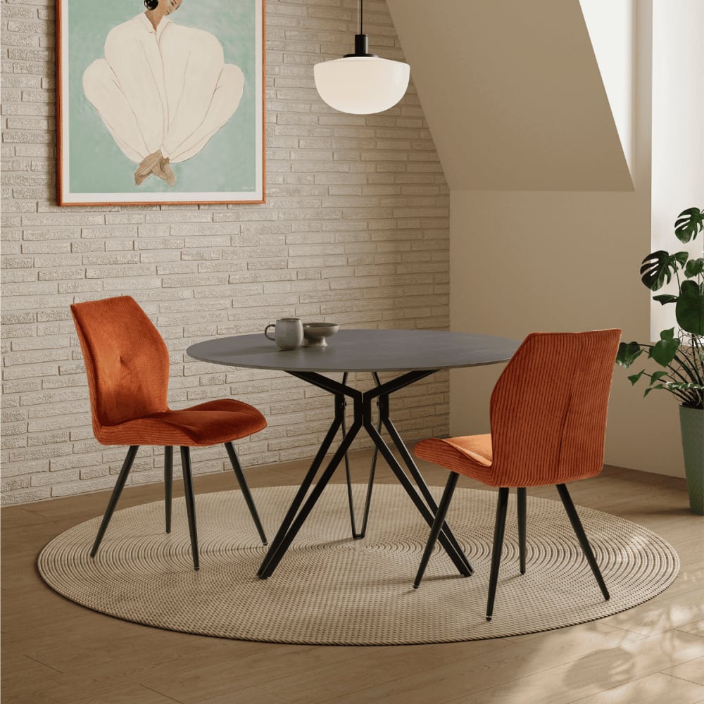 Set mit 2 Stoffstühlen, Breite 45 cm - Orange - Maisons Du Monde