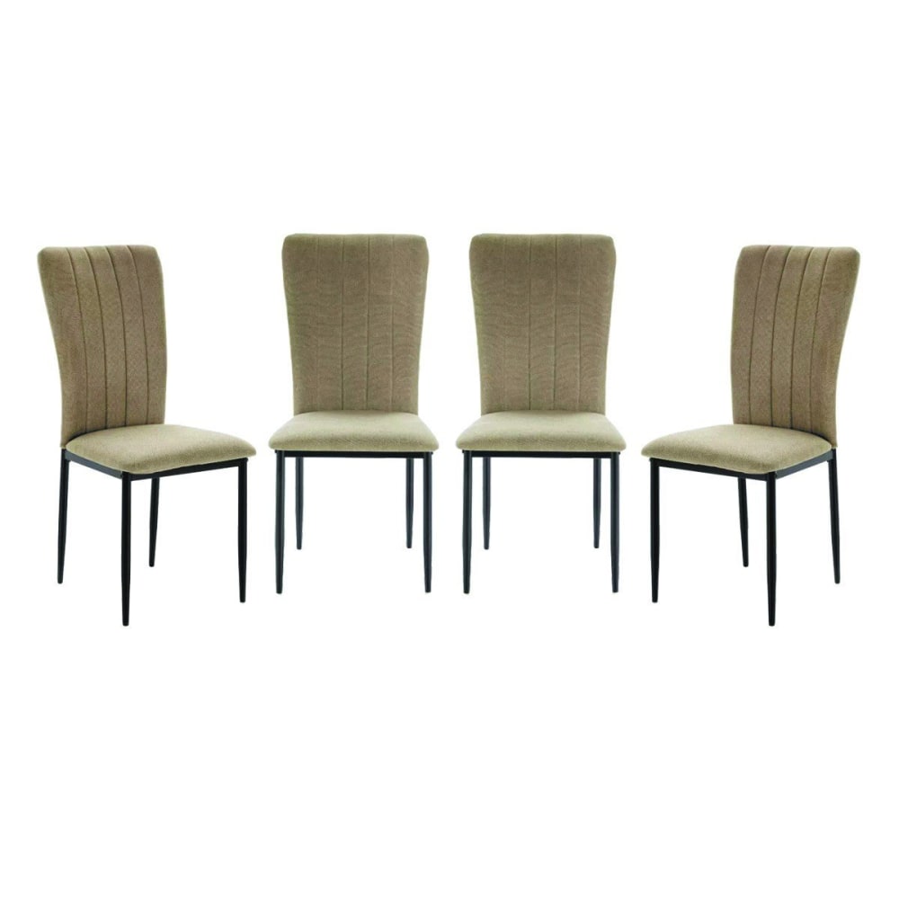 Calicosy Set aus 4 Stühlen aus Stoff mit schwarzen Metallbeinen L43 cm - HOLLY style modern Grün Stoff