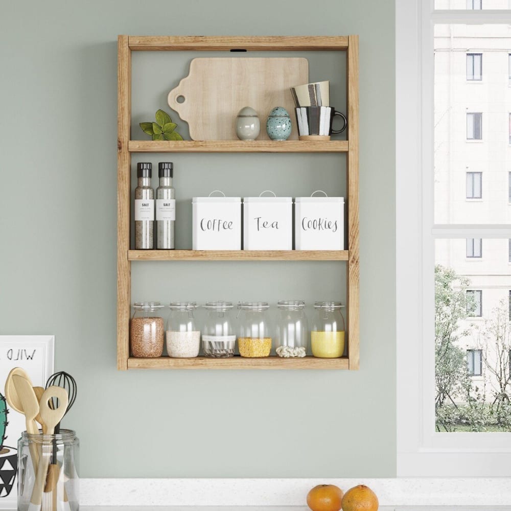 Etagère murale 3 tablettes h60 cm - effet pin atlantique