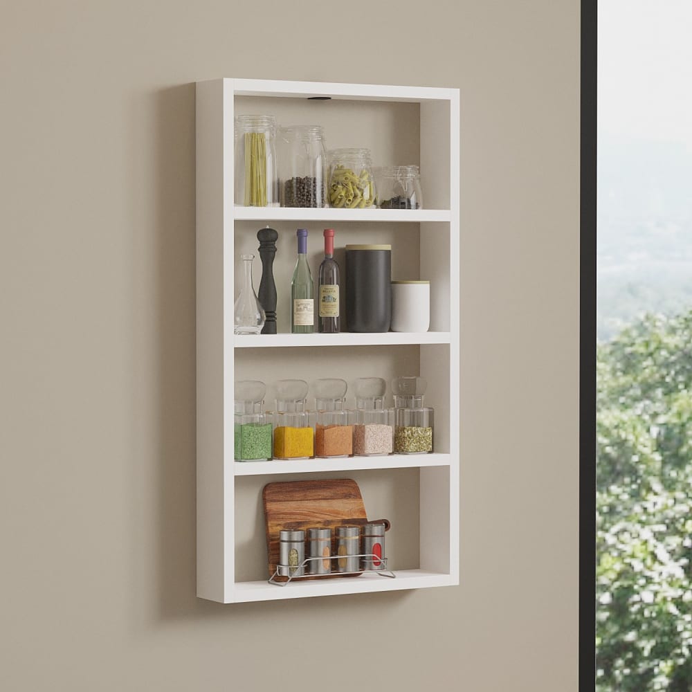 Étagère murale en bois ''quatro'' - 43 x 9 x 80 cm - blanc