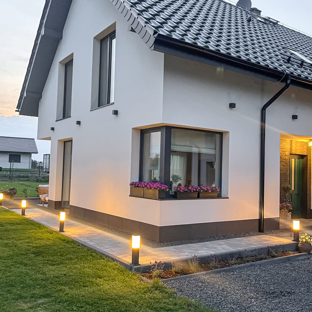 Außen-Pollerleuchte Dunkelgrau mit Opal 45 cm IP44 - Maisons Du