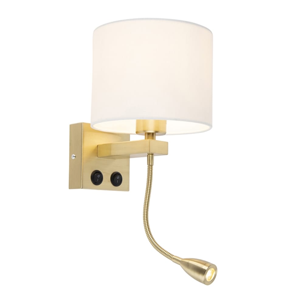 QAZQA Wandleuchte Brescia gold mit weißem Lampenschirm style vintage - Metall