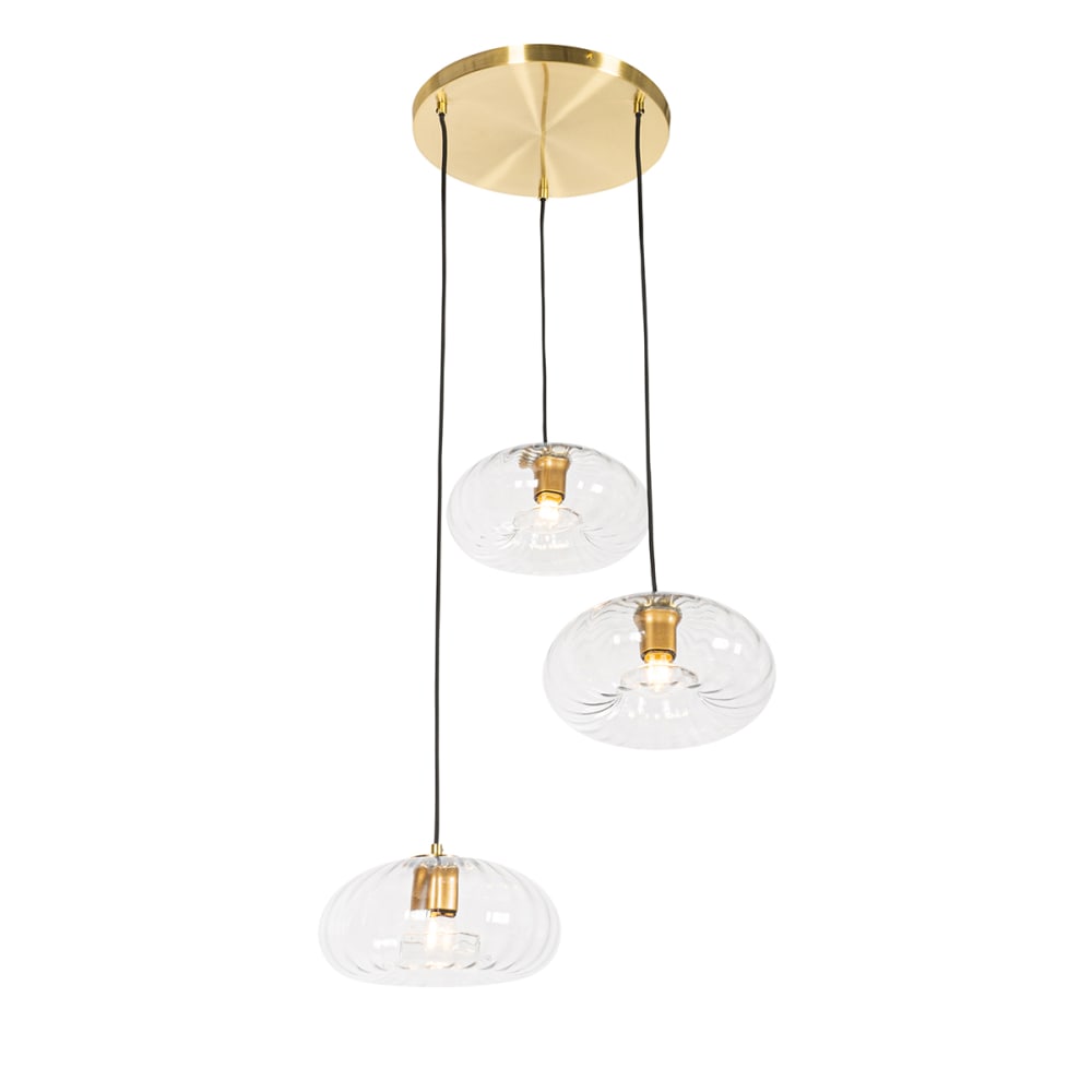 Lampe suspension dorée verre ronde 3 lumières — vue 4