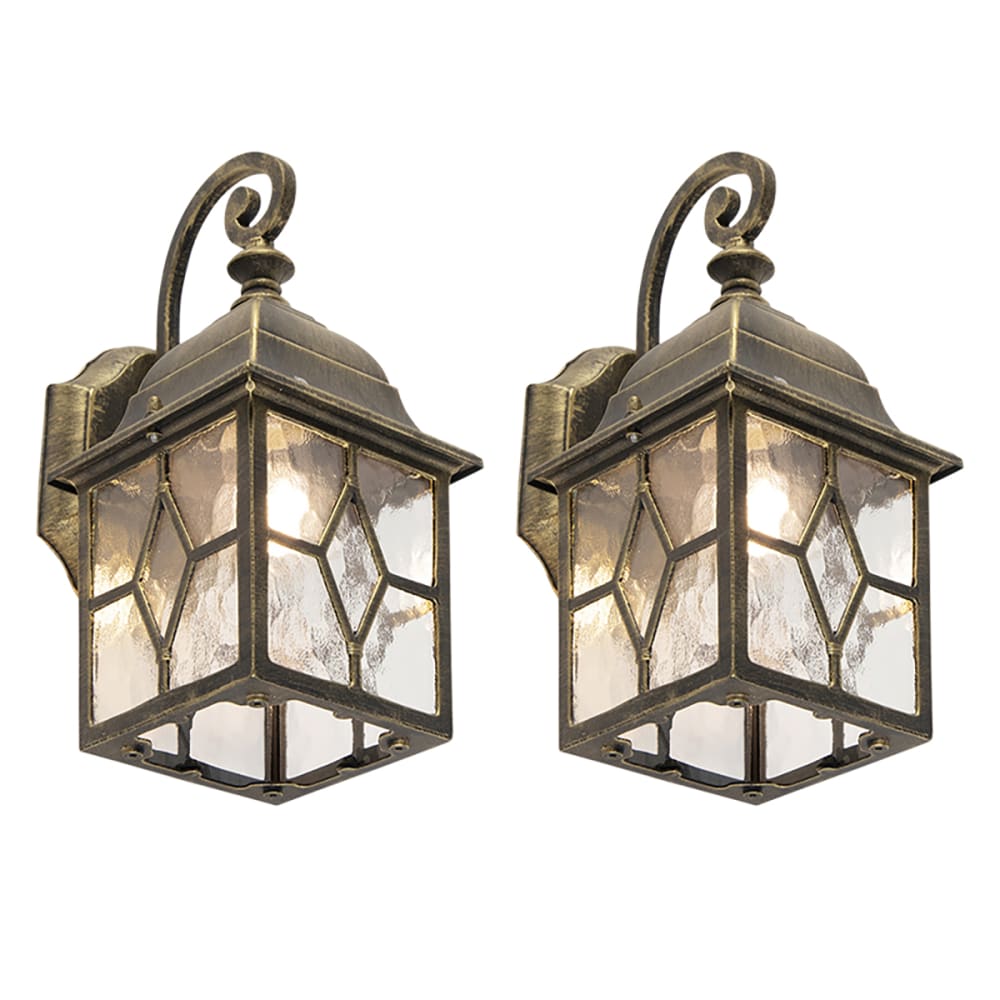 QAZQA 2er Set Außenwandlaternen aus Bronze style landhaus Gold Aluminium