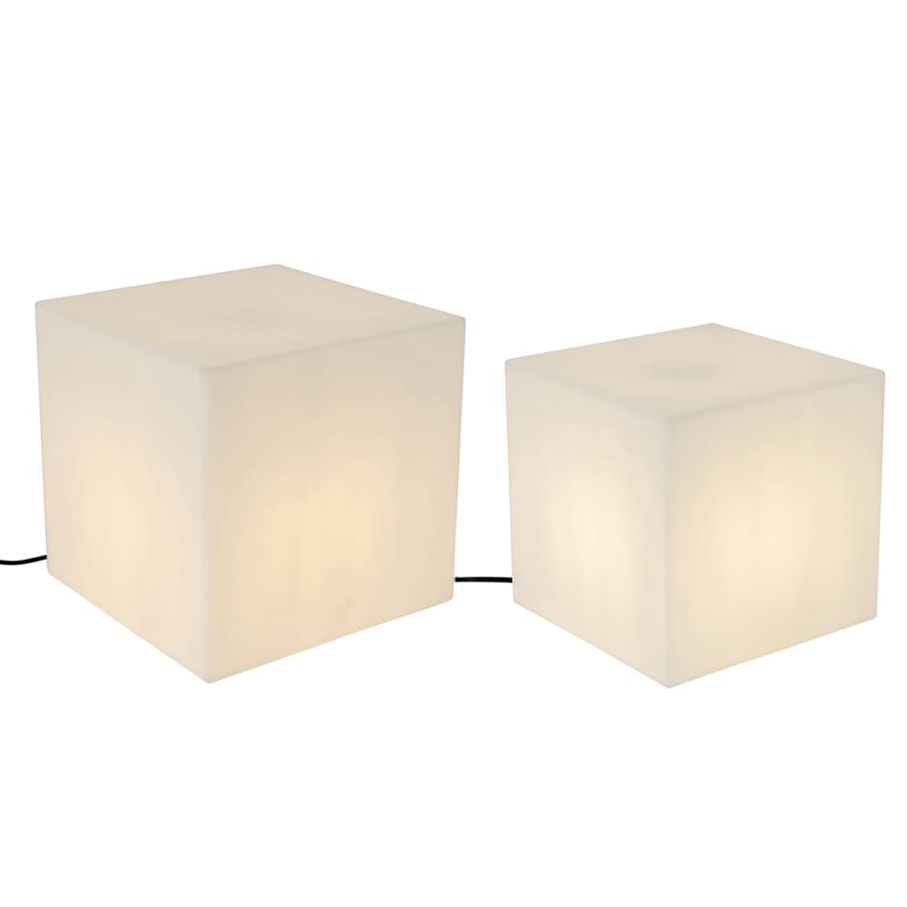 Lot de 2 lampadaires extérieur blancs carrés IP44
