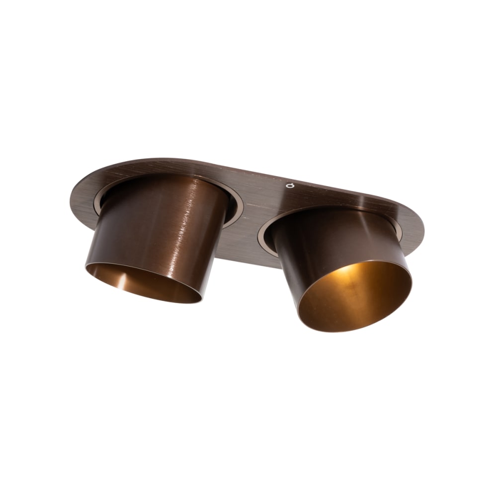 Spot encastré arrondi bronze foncé inclinable 2 lumières