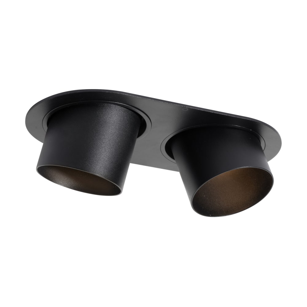 Spot encastré rond noir inclinable 2 lumières