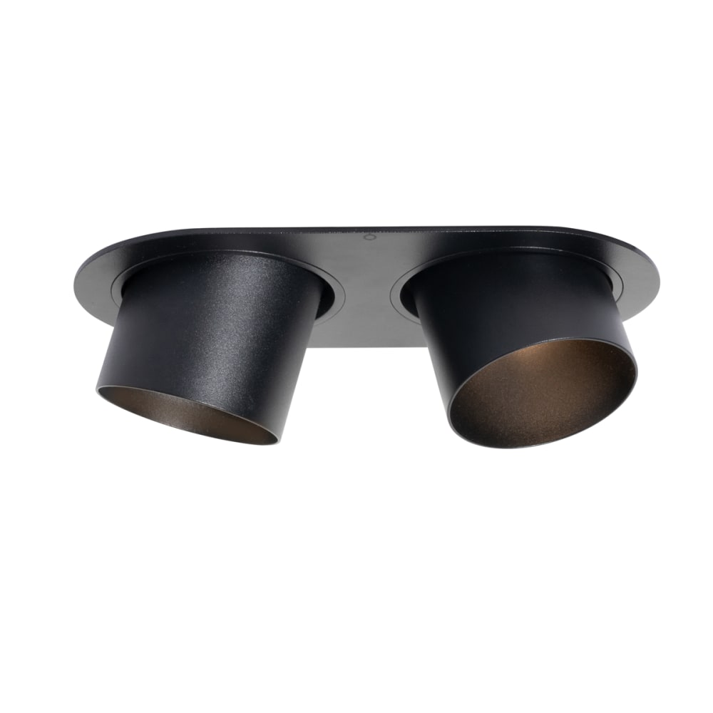Spot encastré rond noir inclinable 2 lumières — vue 3