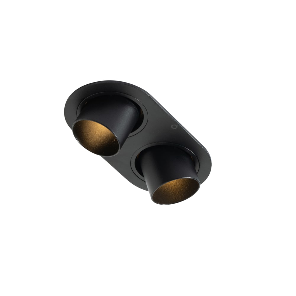 Spot encastré rond noir inclinable 2 lumières — vue 3
