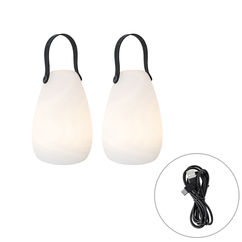 Lot de 2 lampes table blanches RGBW rechargeables IP54