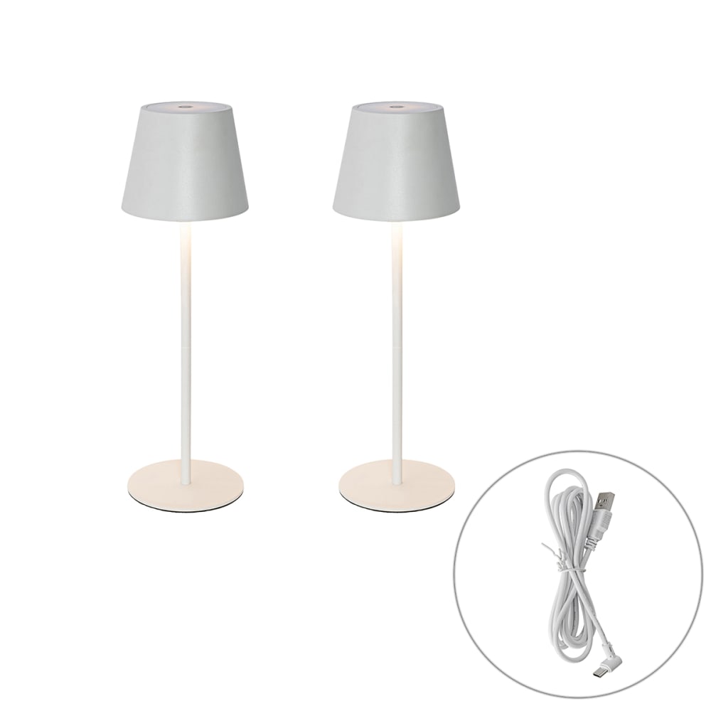 Lampe de table en acier blanc 11,5 x 11,5 x 36 cm