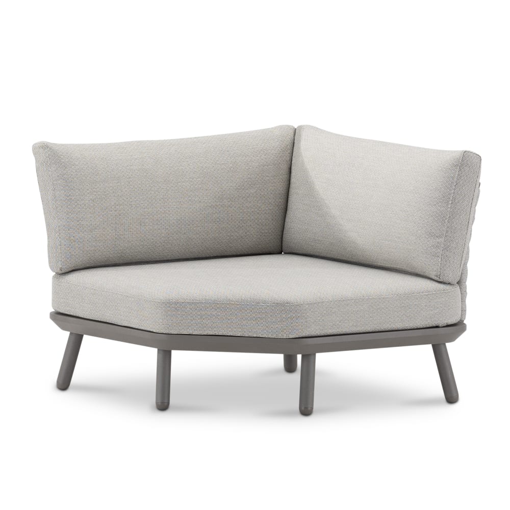 Fauteuil de jardin d'angle modulable en corde taupe et beige