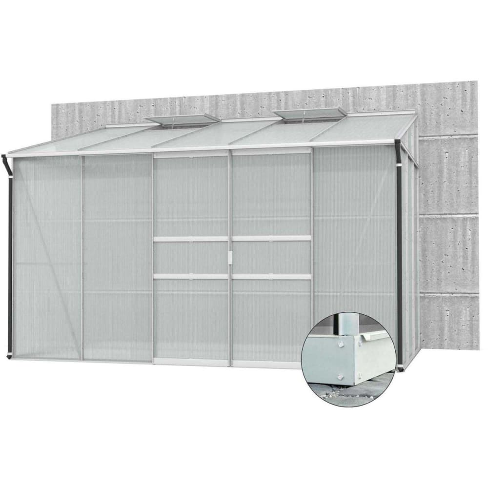 Serre de jardin en polycarbonate 4 mm et aluminium anodisé avec embase