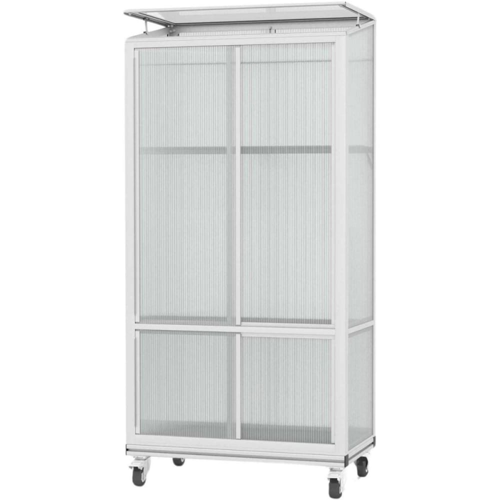 Serre de balcon en polycarbonate 4 mm et aluminium sur roulettes poli