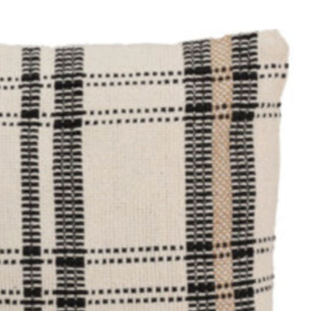 Coussin en coton à carreaux blanc, marron et noir 45x45cm — vue 4