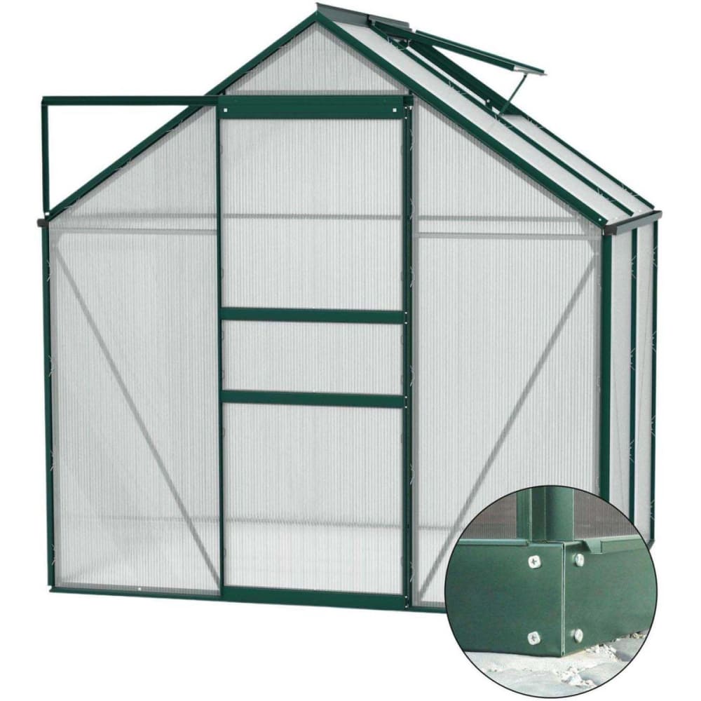 Serre de jardin en polycarbonate 4 mm et aluminium vert émeraude avec