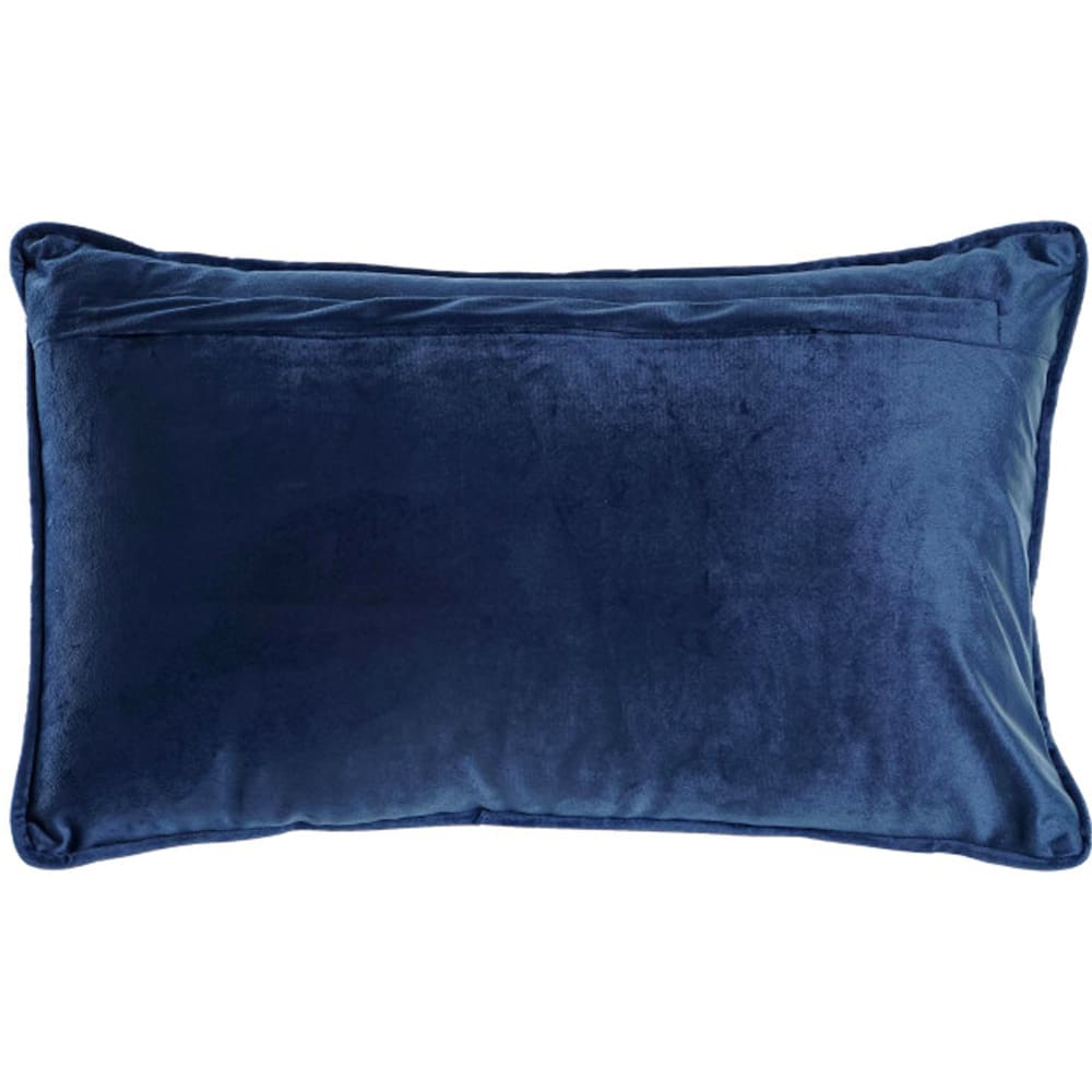 Coussin rectangulaire velours beige et bleu floral 50x10x30cm — vue 4