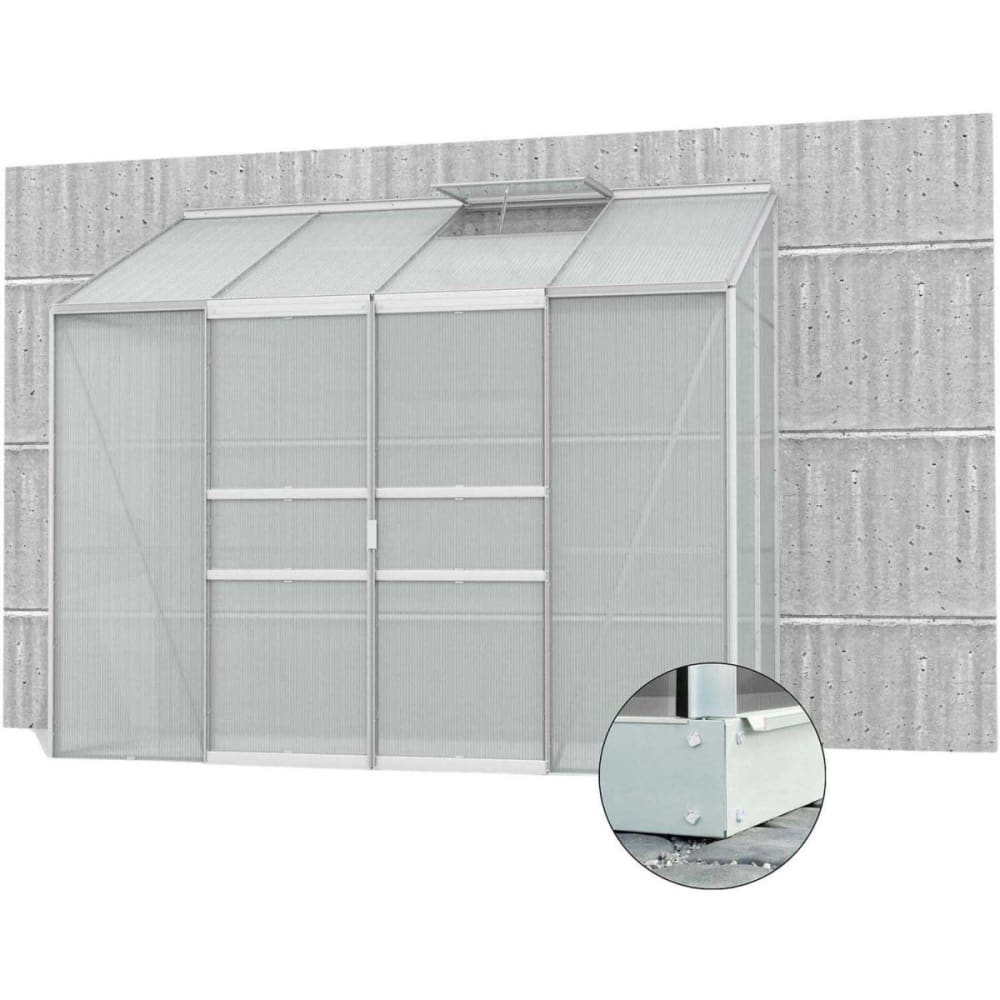 Serre de jardin en polycarbonate 6 mm et aluminium anodisé avec embase