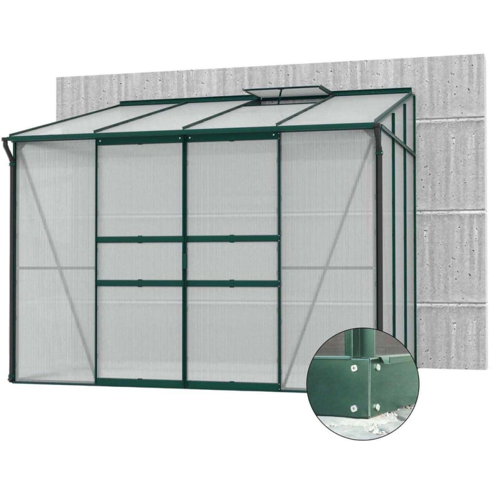 Serre de jardin en polycarbonate 4 mm et aluminium vert emeraude avec