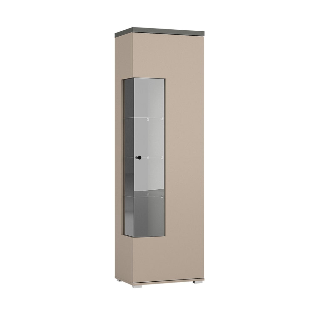 Vitrine 1 porte stratifiés taupe et anthracite