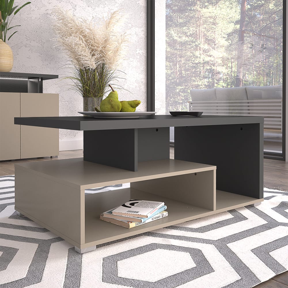 Petits meubles Couchtisch Laminierte Platten Taupe und Anthrazit Taupe Spanplatte