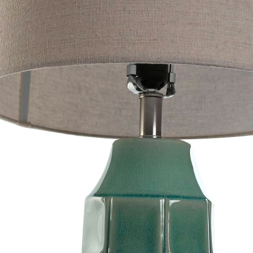 Lampe à poser en céramique verte et abat-jour lin beige 38x38x71cm — vue 4