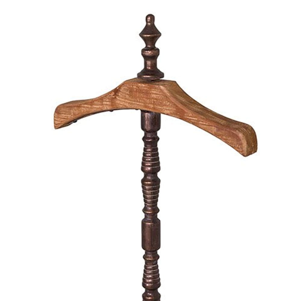 Valet de chambre en fer forgé marron et bois 43.5x28x125cm