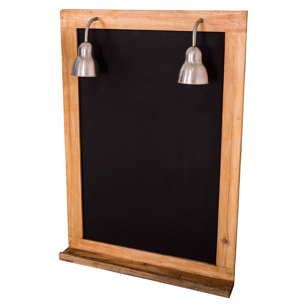 Tableau noir mural 2 spots lumineux 70x100cm